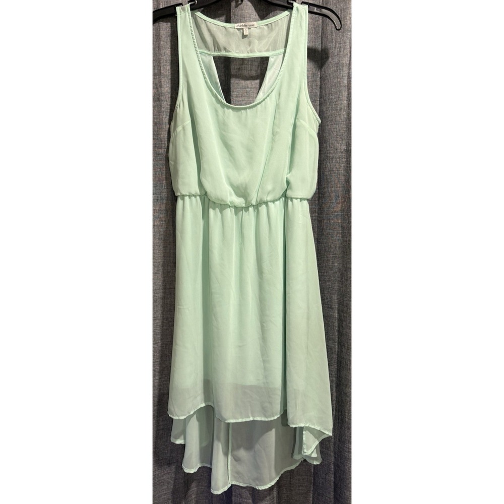 Charlotte Russe Mint Sleeveless Hi-Lo Dress Back Cutout Lined Sz L  USA Made